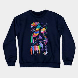 Otomi animals and flowers colorful Crewneck Sweatshirt